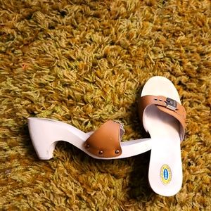 RARE Vintage The Original Dr. Scholl's exercise sandals/heels! Tan leather 8.5
